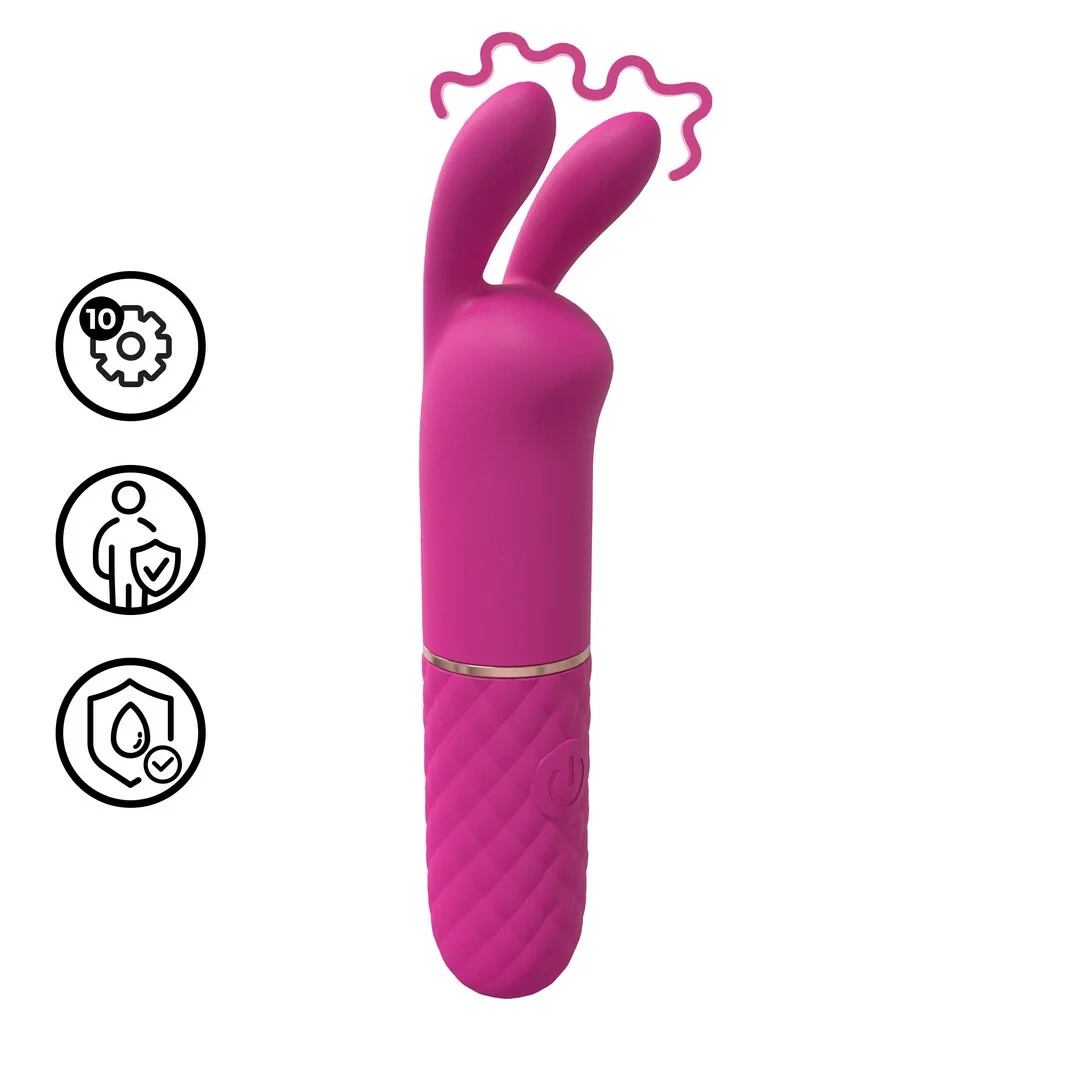 Mini Rabbit Vibrator Pink - kompaktowy masażer dwustrefowy, silikonowy