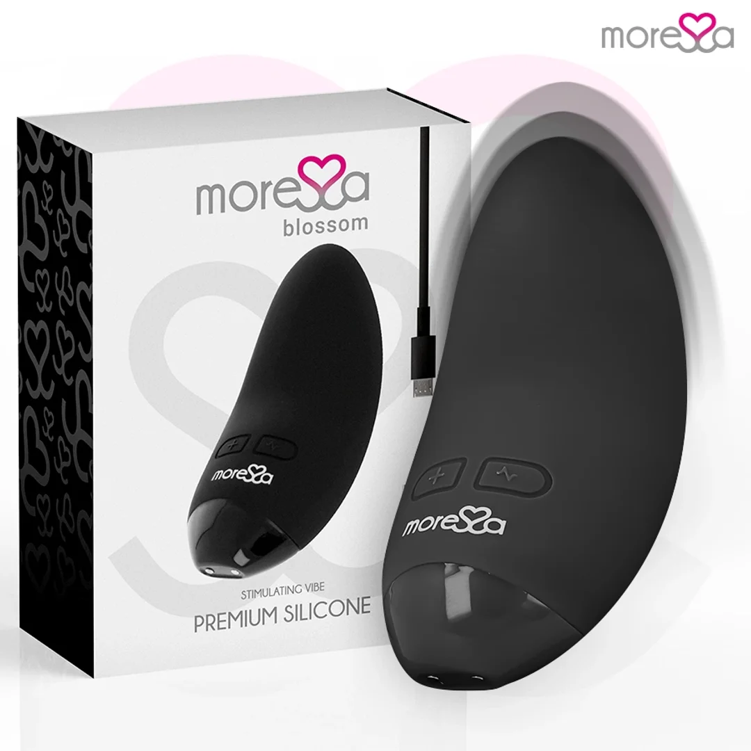 Moressa Blossom Black - kompaktowy masażer silikonowy, 6 trybow