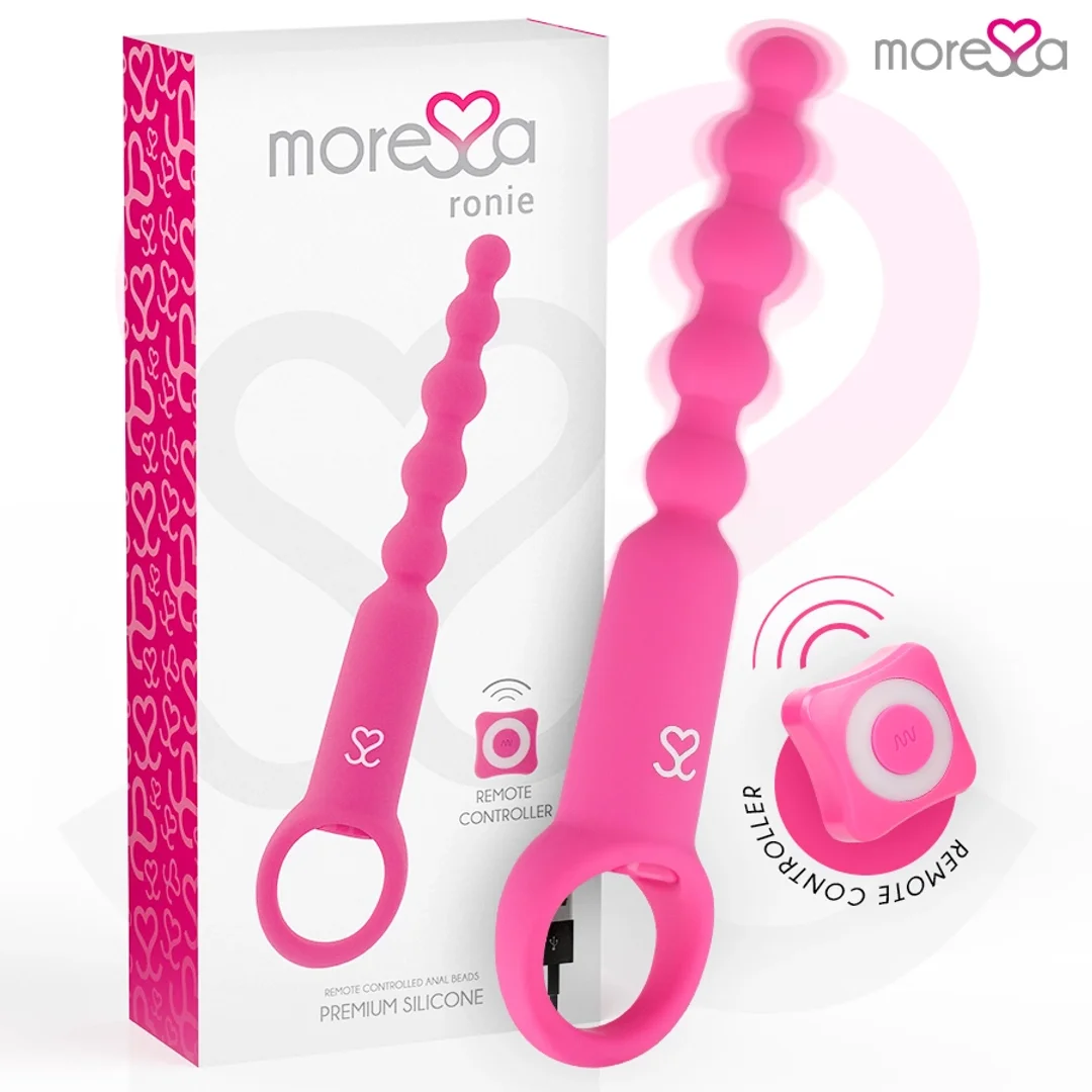 Moressa Ronie Beads Rożowy - Model z Pilotem, 7 Trybow, Silikon Medyczny