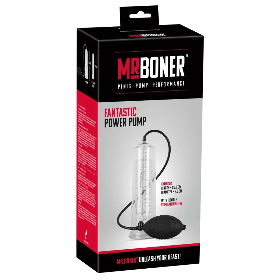 Mr. Boner Pompa Prożniowa Ręczna 25cm Skala Cylinder Silikonowy Rękaw