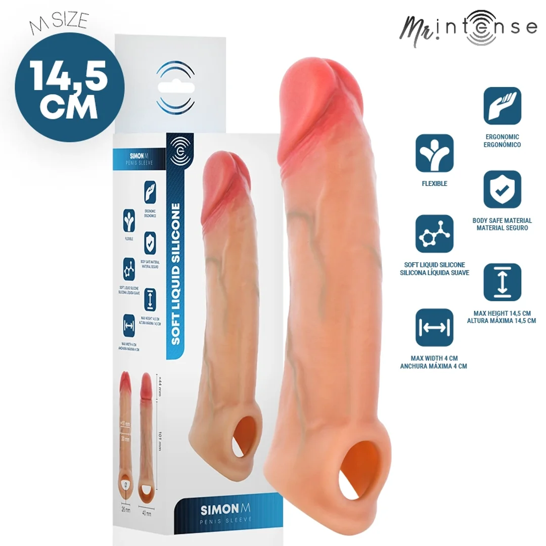 MR INTENSE Simon M silikonowy rękaw intymny 14,5 cm O 4 cm