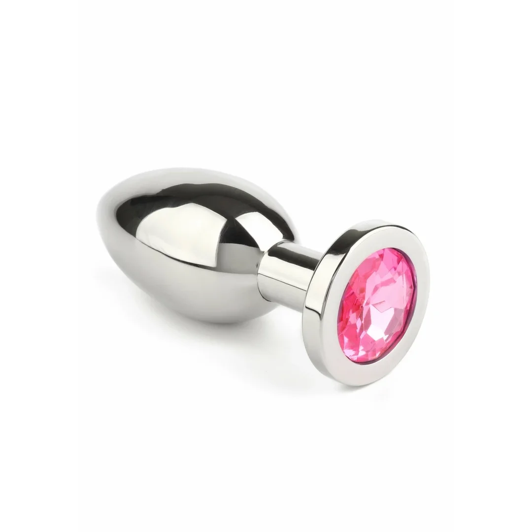Mr. Steel Jeweled Plug Large stalowy z kryształem dekoracyjnym