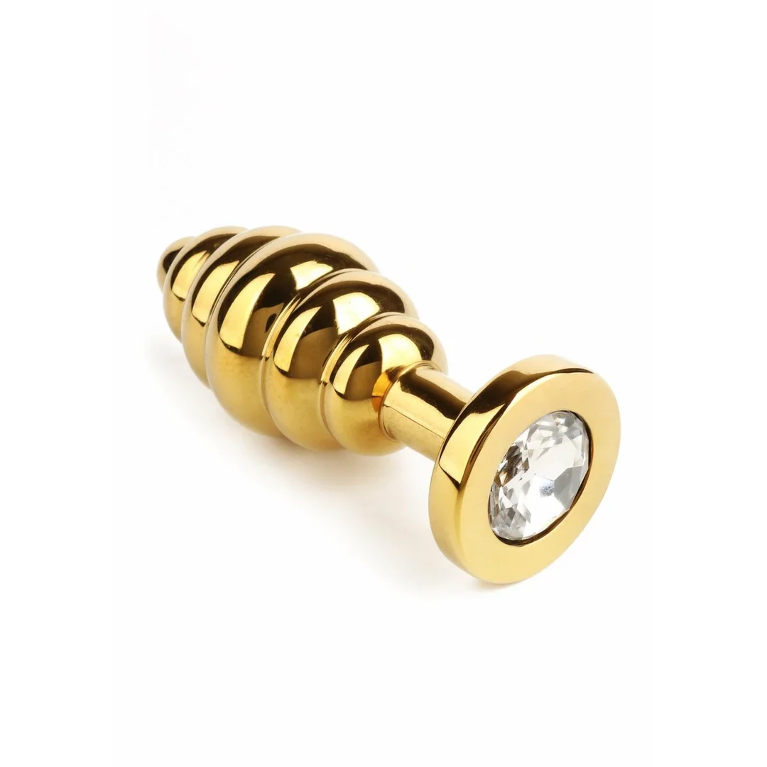 Mr. Steel Twister Medium - stalowy korek analny spiralny z kryształkiem