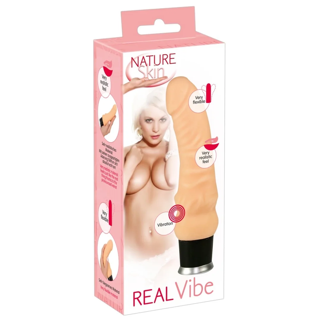 Nature Skin Wibrator 20 cm TPR wielofunkcyjny, elastyczny beżowy