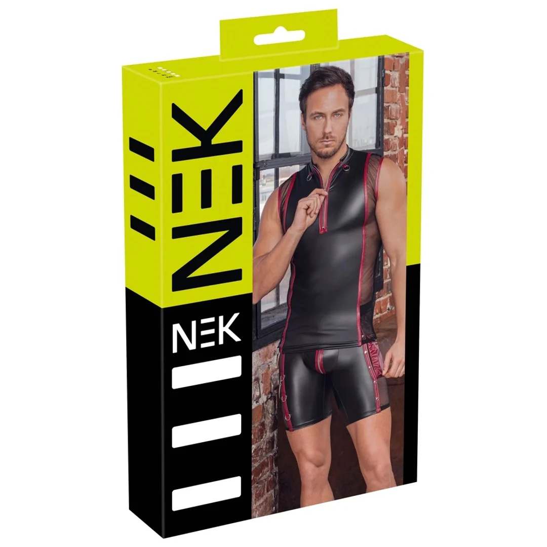 NEK Koszulka bez rękawow 2XL czarna z czerwonymi akcentami matowa