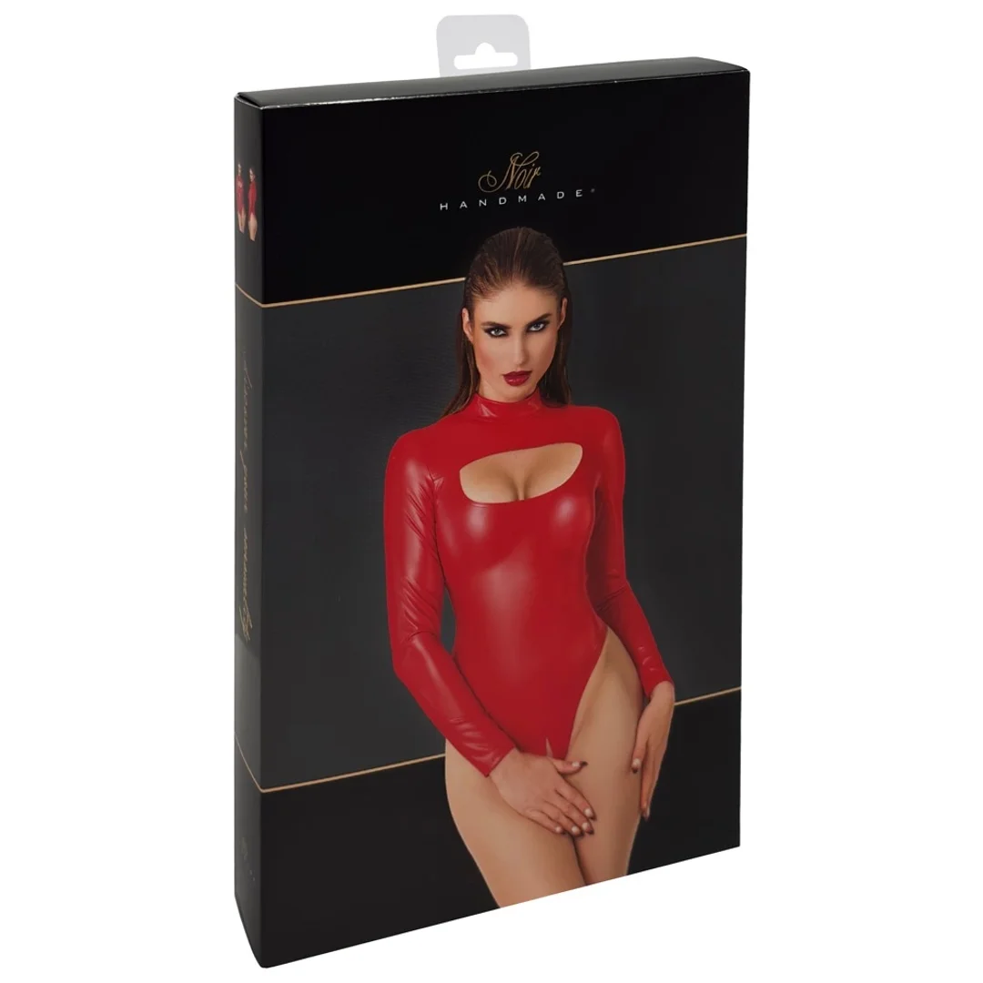 Noir Handmade Body Powerwetlook Czerwony L z wysokim kołnierzem