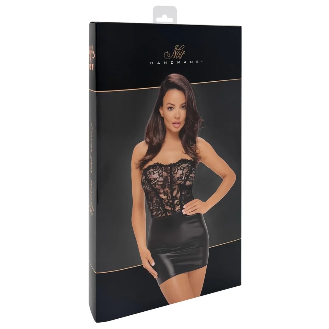 Noir Libido mini sukienka XL czarna z koronką i powerwetlook