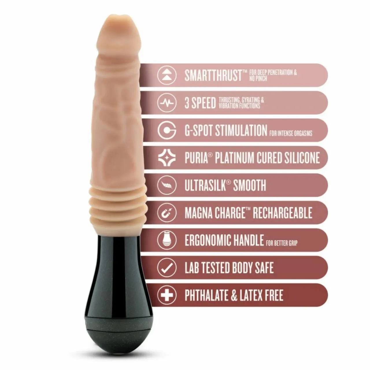 Dr. Skin Dr. Knight Silikonowy Model Wibrujący i Wysuwany Beżowy