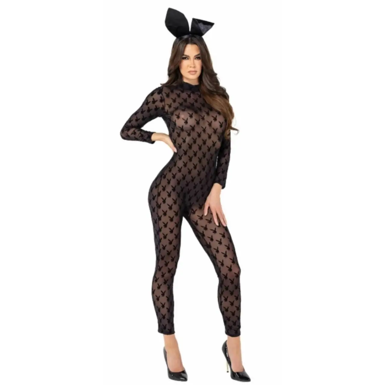 Playboy Lingerie Zestaw 2-częściowy Bunny Czarny Logo & Uszy