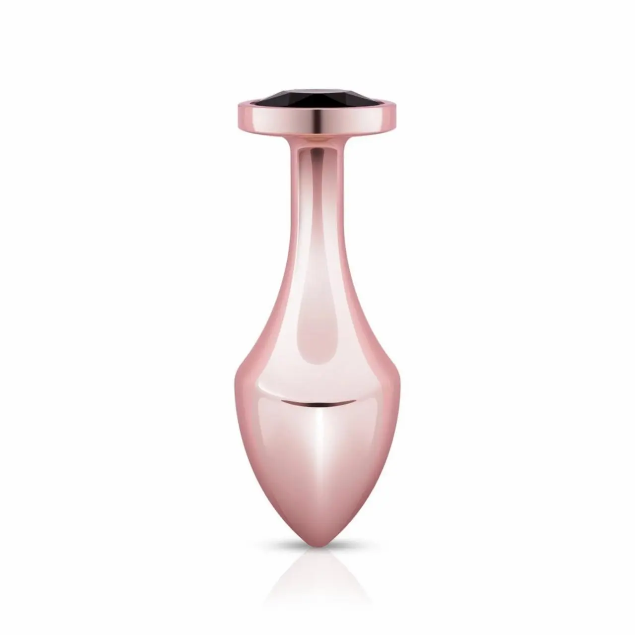 Rosy Gold Nouveau zatyczka anatomiczna z czarnym kryształem, aluminium