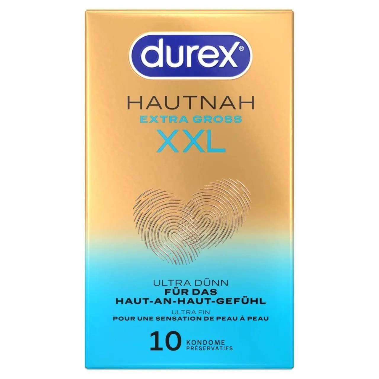 Durex Hautnah Extra Gross 10 szt. anatomiczne prezerwatywy XXL 60mm