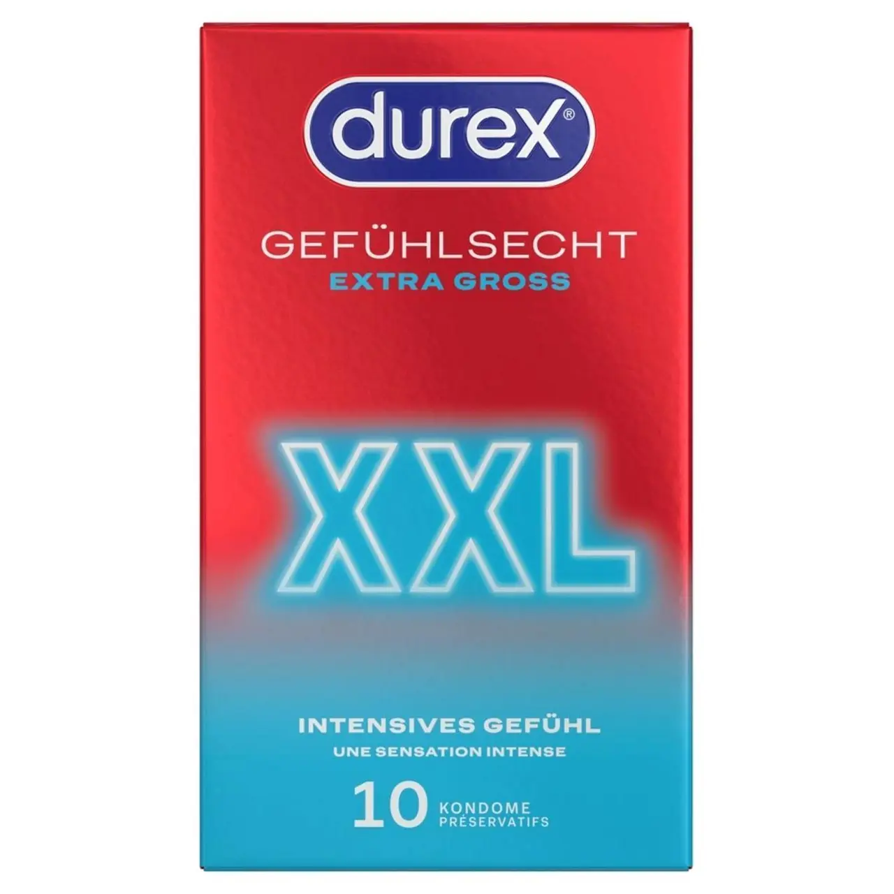 Durex Gefuhlsecht Extra Gross 10 szt. anatomiczne prezerwatywy XXL