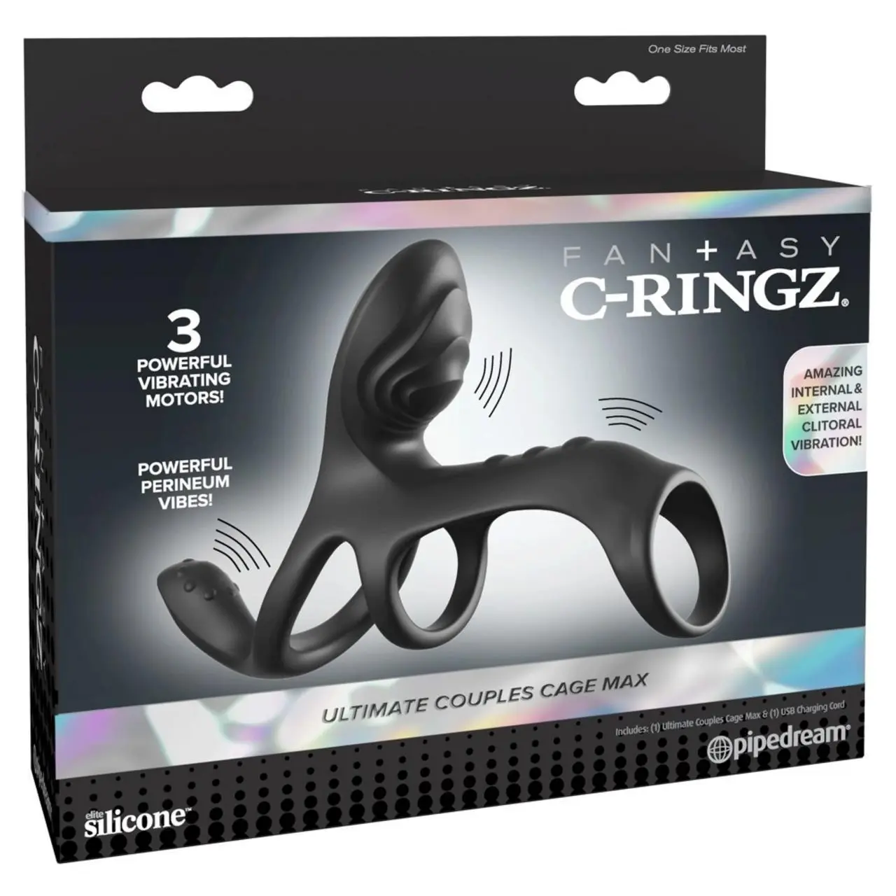 Fantasy C-Ringz Ultimate Couples Cage Max czarny silikonowy pierścień