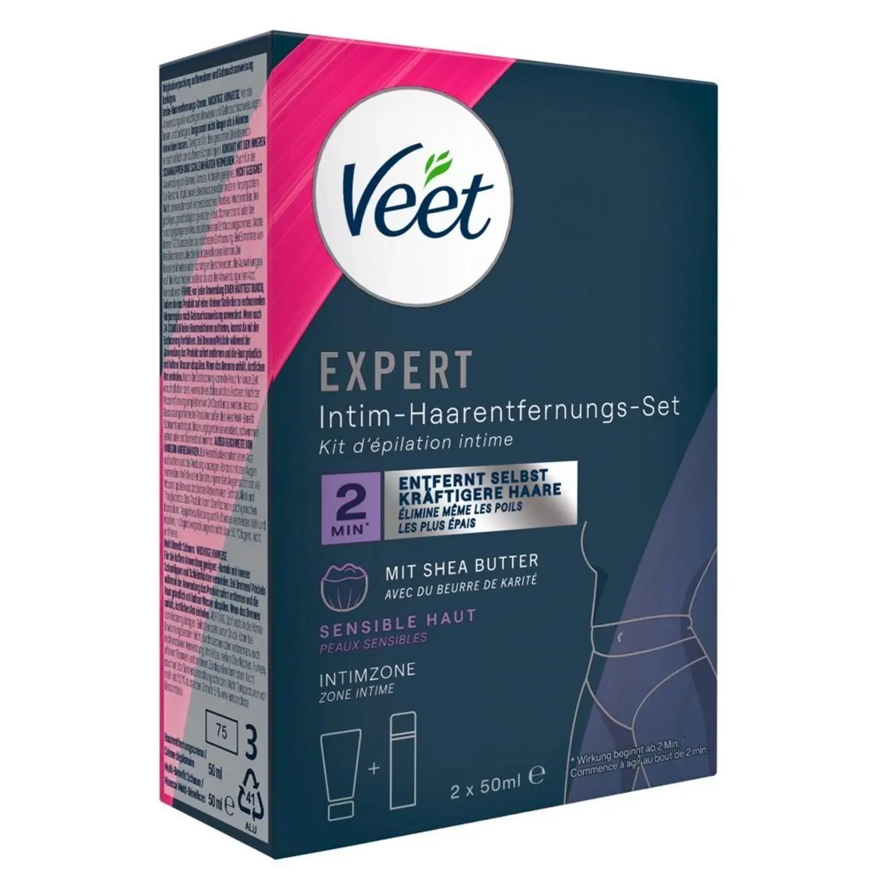 Veet EXPERT Zestaw do pielęgnacji okolic intymnych z kremem i pianką 2x50ml