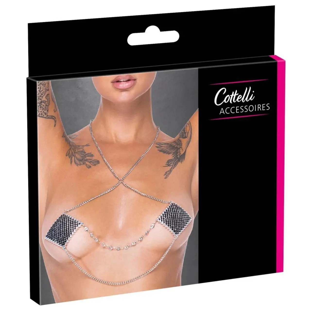Cottelli Accessories ozdobne naklejki na ciało z łańcuszkiem srebrnym 5,5 cm