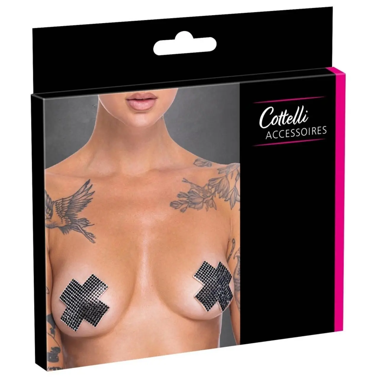 Cottelli ACCESSOIRES ozdoby na ciało Cross czarne 7,5x7,5 cm wielorazowe