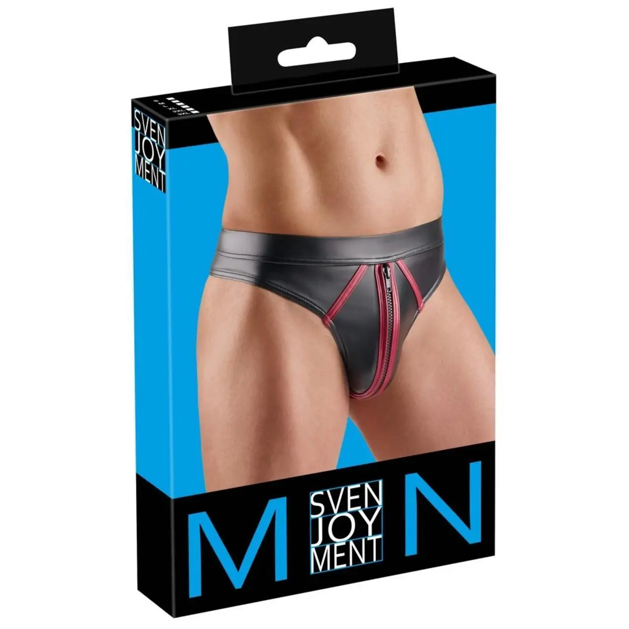 Svenjoyment Thong Wetlook Męski L Czarny z Czerwonymi Akcentami