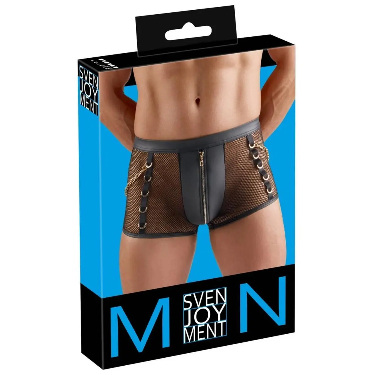 Svenjoyment Net L - Męskie spodnie siateczkowe z wetlook i ozdobami
