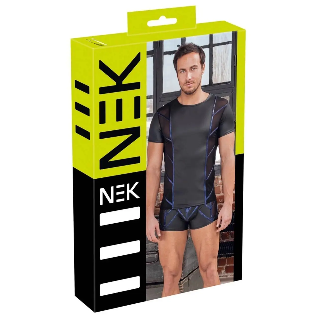 NEK Męska koszulka 3XL czarna z niebieskimi akcentami i siateczką