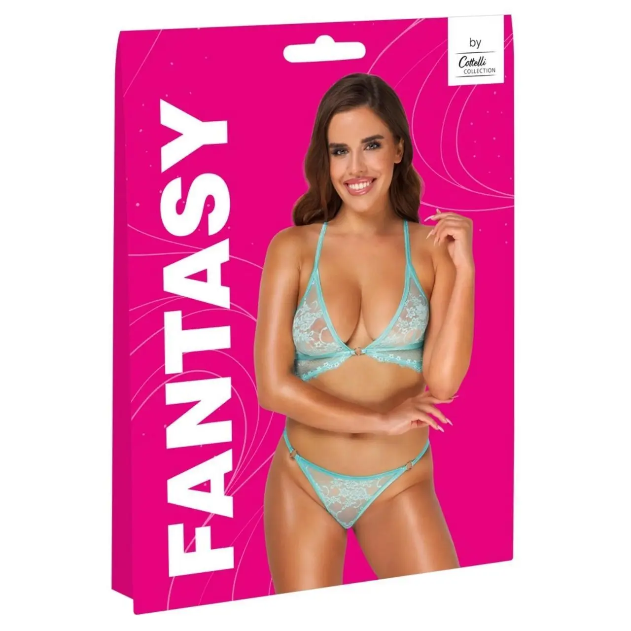 Cottelli Collection FANTASY komplet koronkowy miętowy S/M