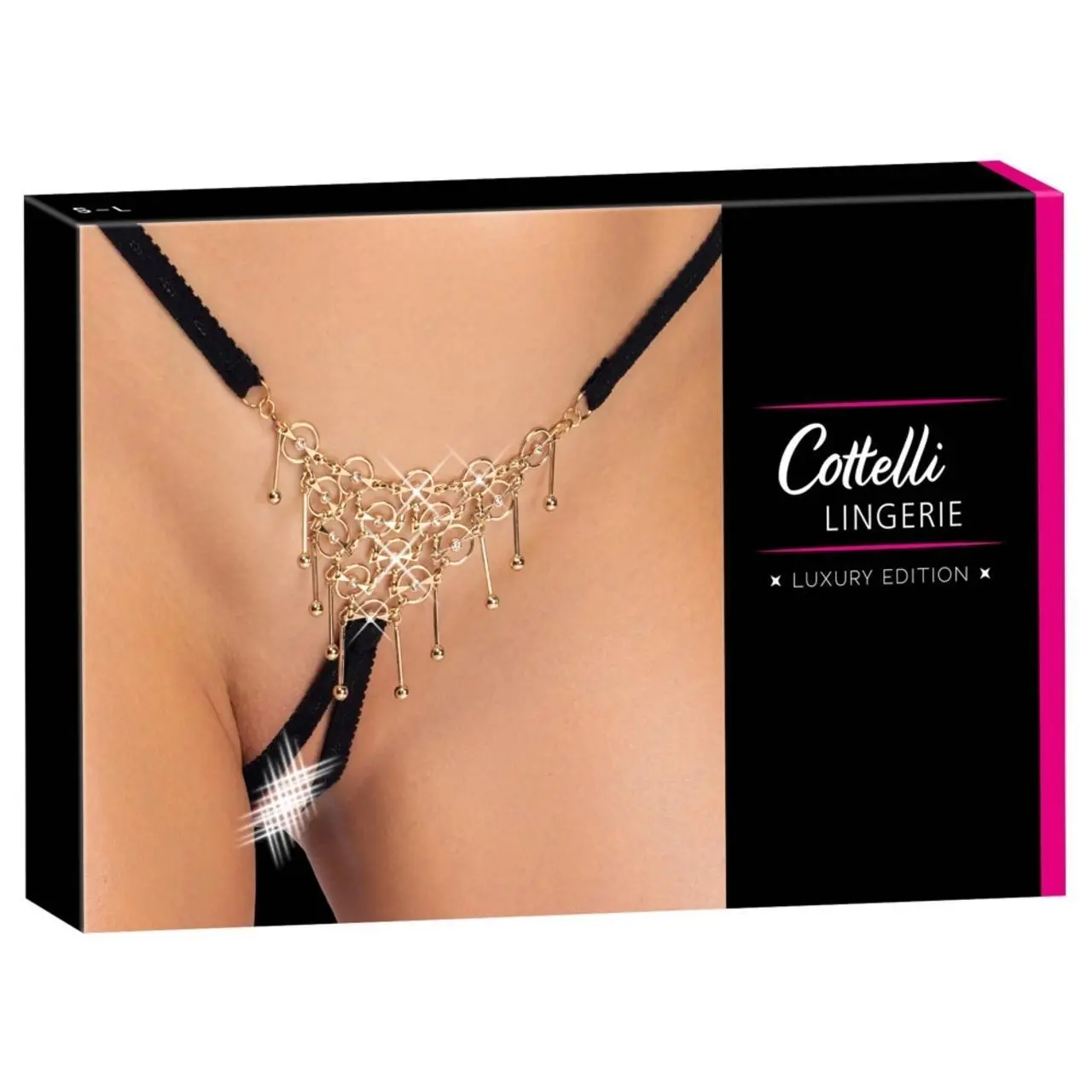 Cottelli Lingerie String z Dekoracją Regulowany Biało-Złoty S-L
