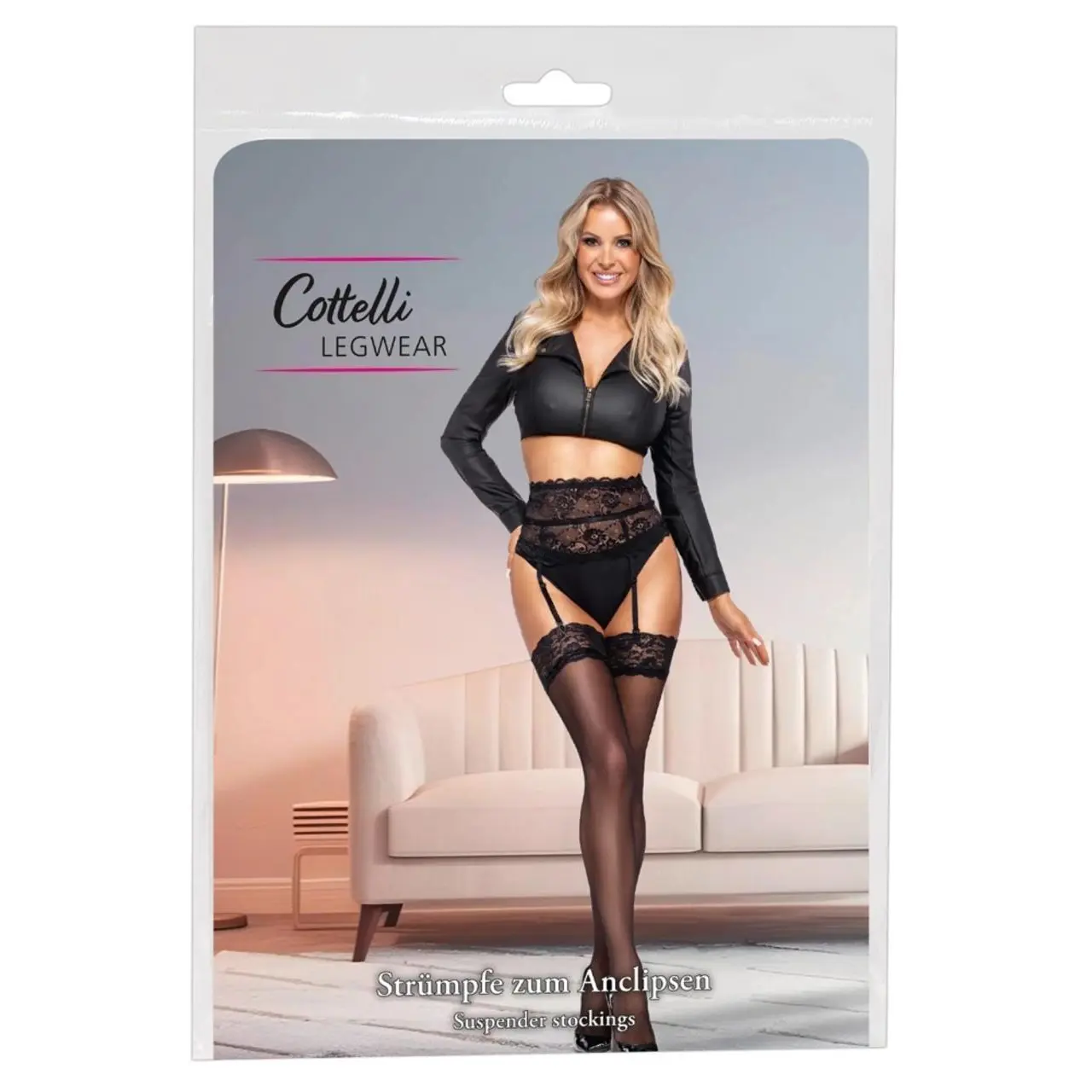 Cottelli LEGWEAR Pończochy Czarny Model z Koronką 20 DEN L