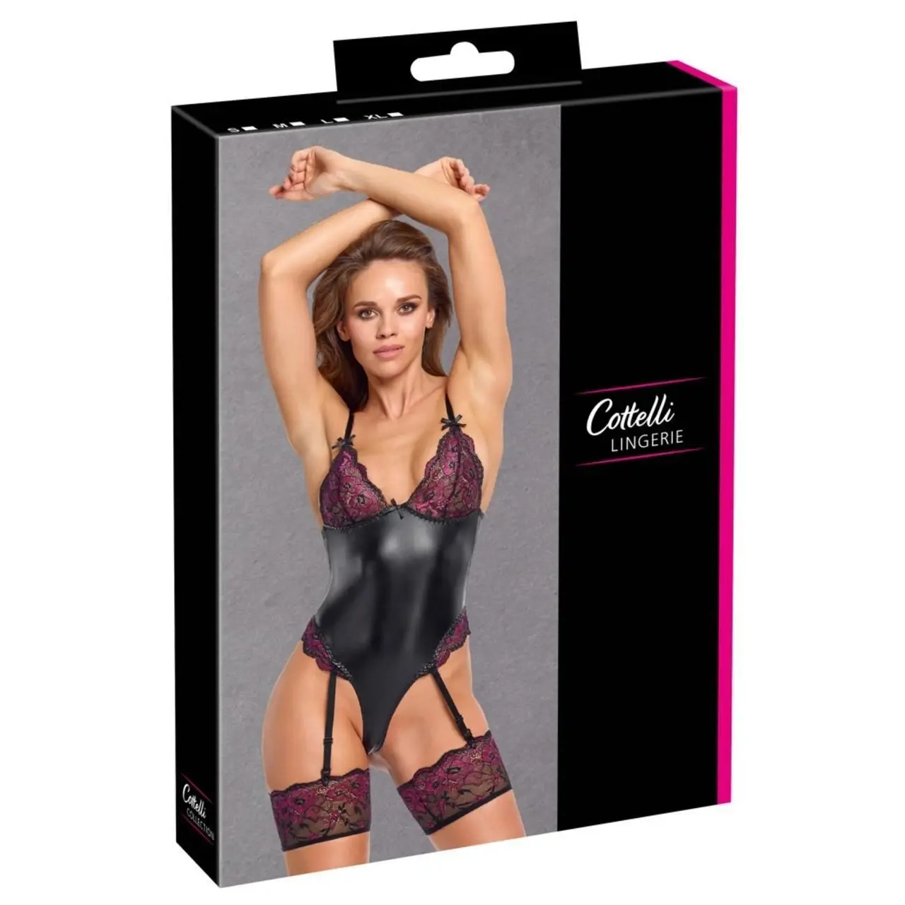 Cottelli Lingerie Body z Pasami i Koronką, regulowane ramiączka, rozmiar M