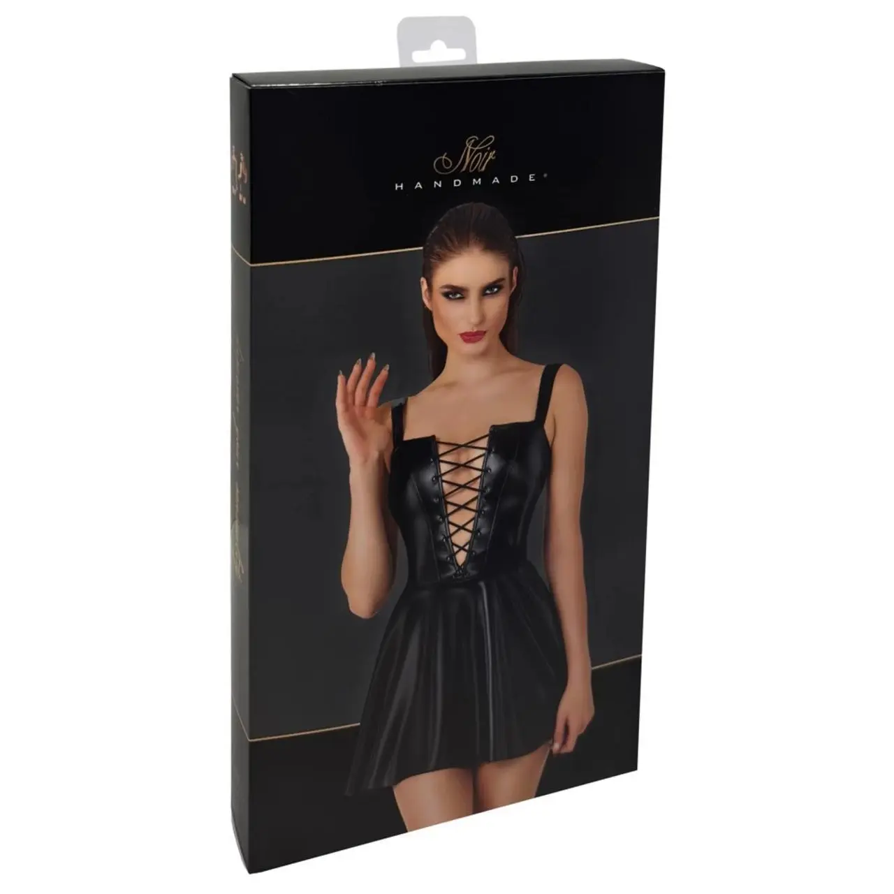 Noir Handmade Sukienka mini S z wiązaniem i połyskującą powłoką