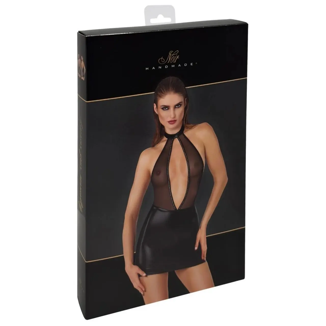 Noir Handmade Sparkle - Czarna Sukienka Mini z Ozdobnymi Kryształkami M
