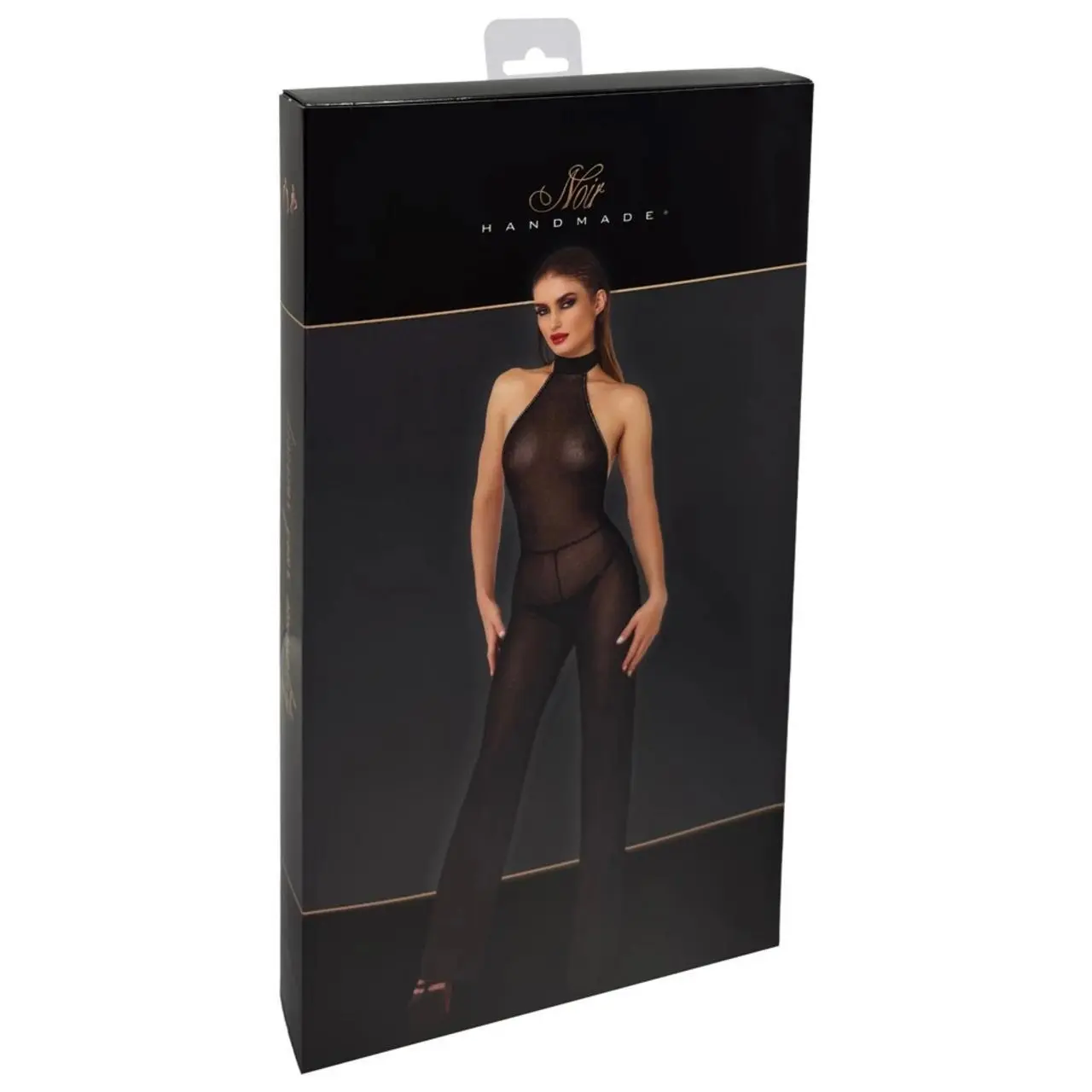 Noir Handmade Jumpsuit S Czarny Połyskujący z Odkrytymi Ramionami