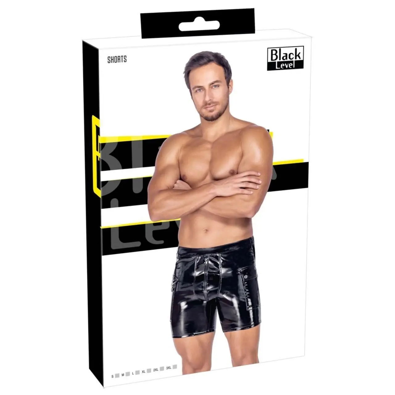 Black Level Vinylowe Szorty Męskie S, błyszczące, z kieszeniami