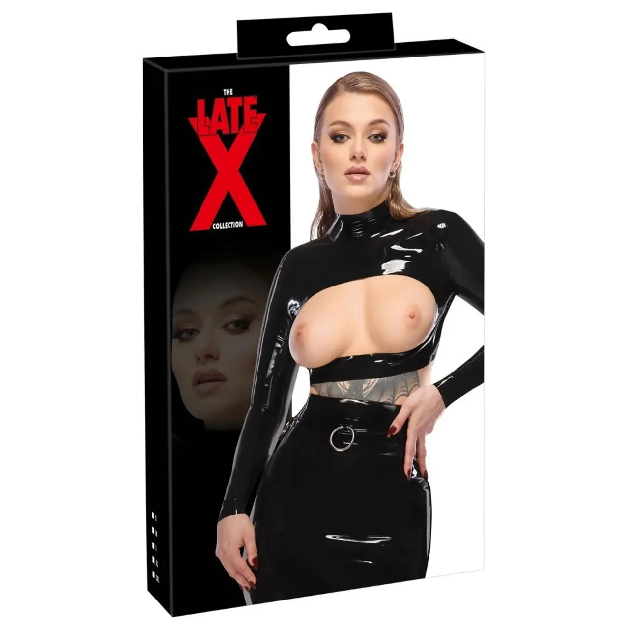 LateX Koszulka Lateksowa 1XL Czarna ze Stojką i Długim Rękawem