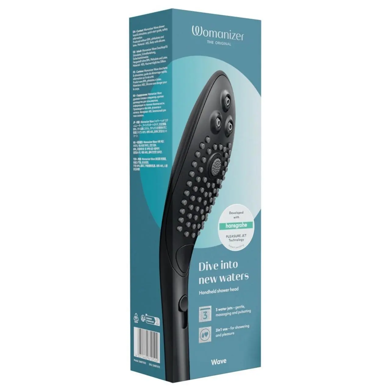 Womanizer Wave Black - Innowacyjna Słuchawka Prysznicowa 3 Tryby, 27,7 cm