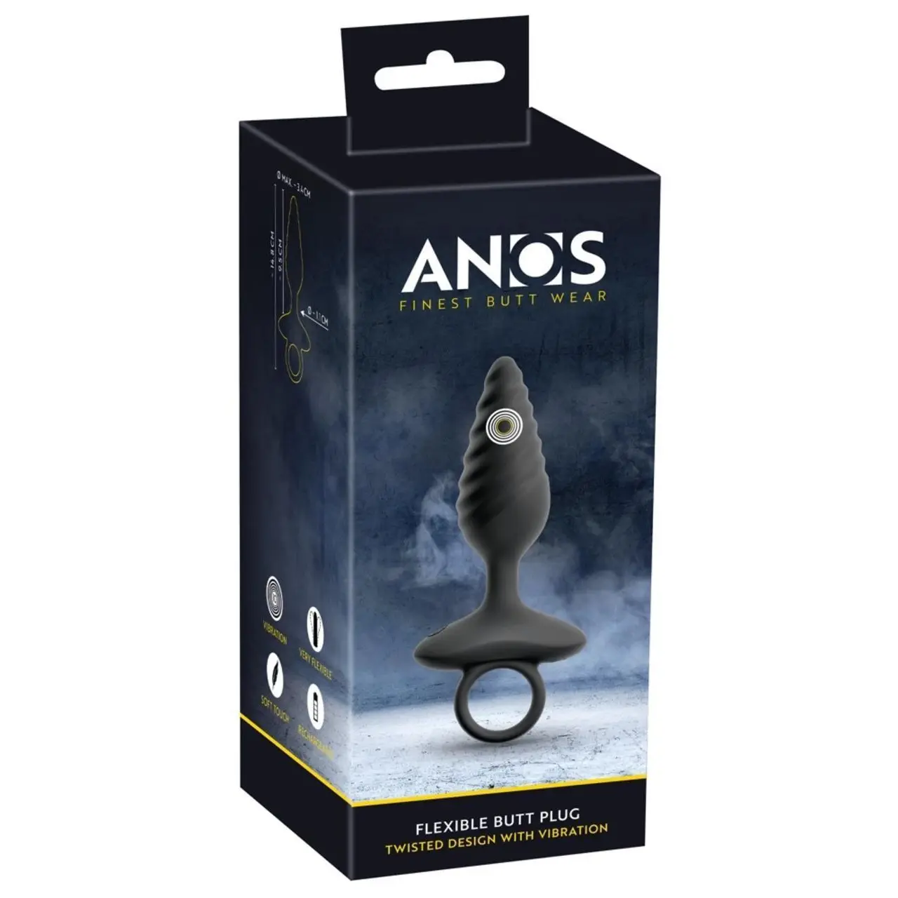 ANOS Plug Twisted Flexible silikonowy wibrujący, czarny 14,8 cm