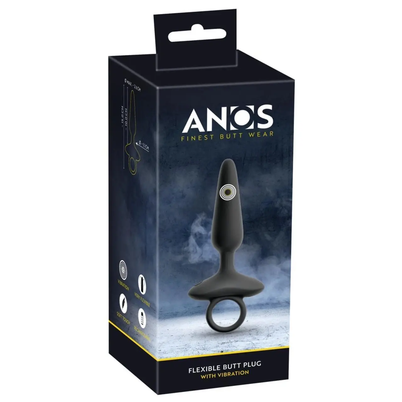 ANOS Plug Silikonowy Wibrujący Flexible 10 Trybow Czarny 15 cm