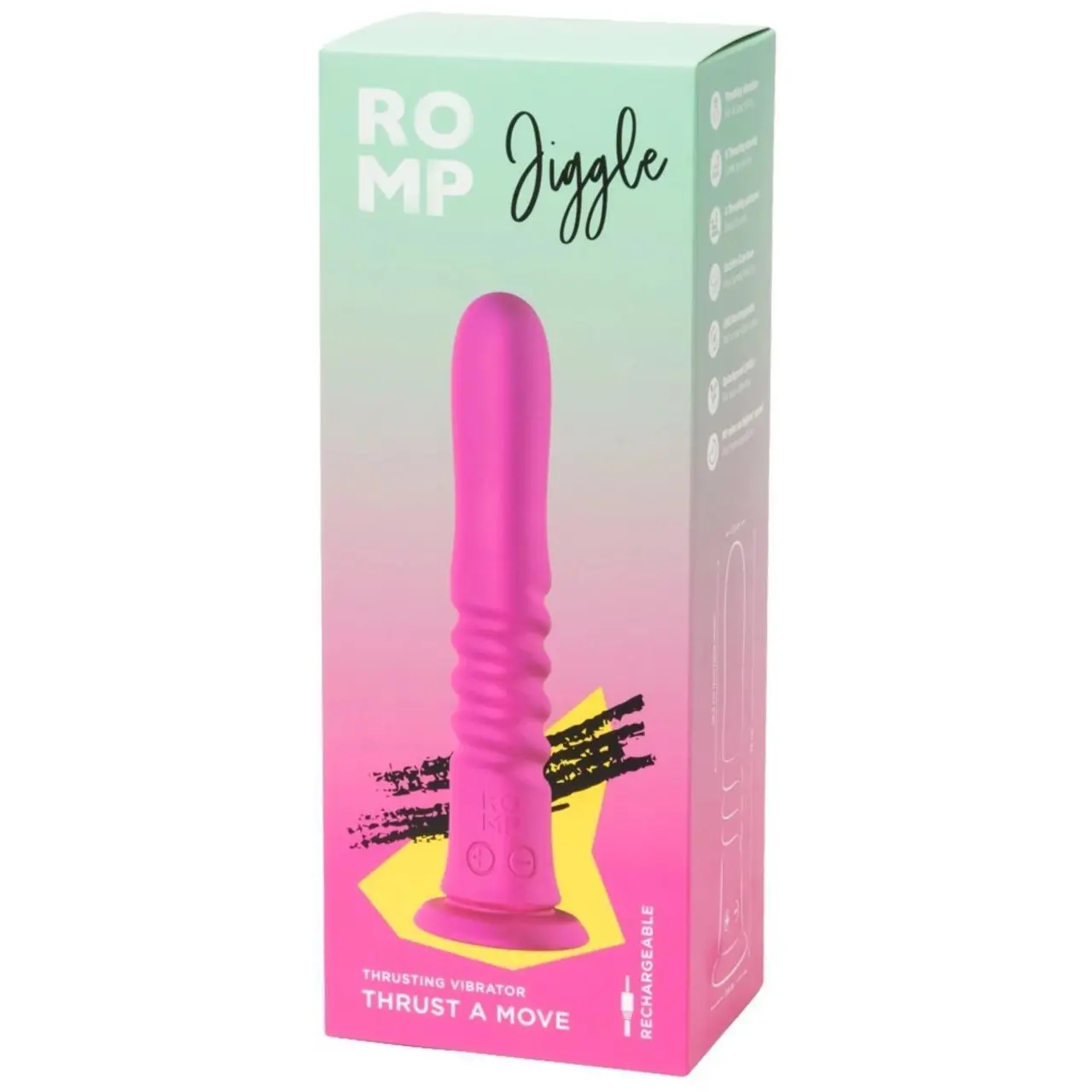 ROMP Jiggle - Wibrujący model z funkcją ruchu, silikonowy, fioletowy