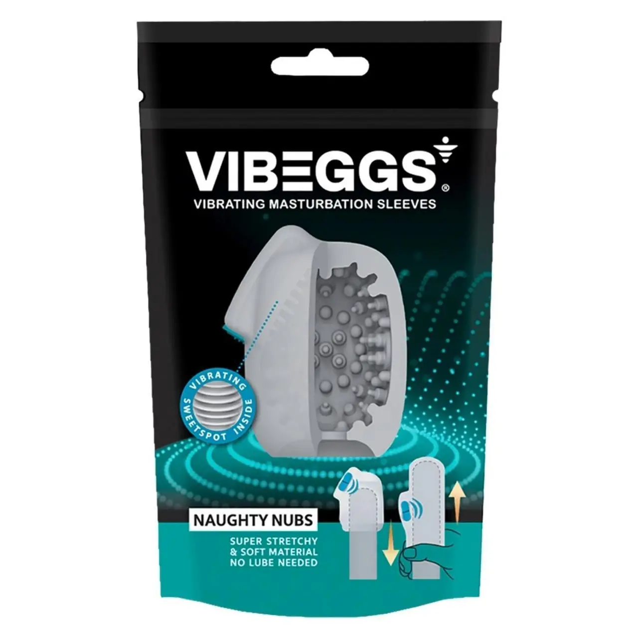 Vibeggs Naughty Nubs - Elastyczny rękaw pulsacyjny, wodoodporny, 7-18 cm