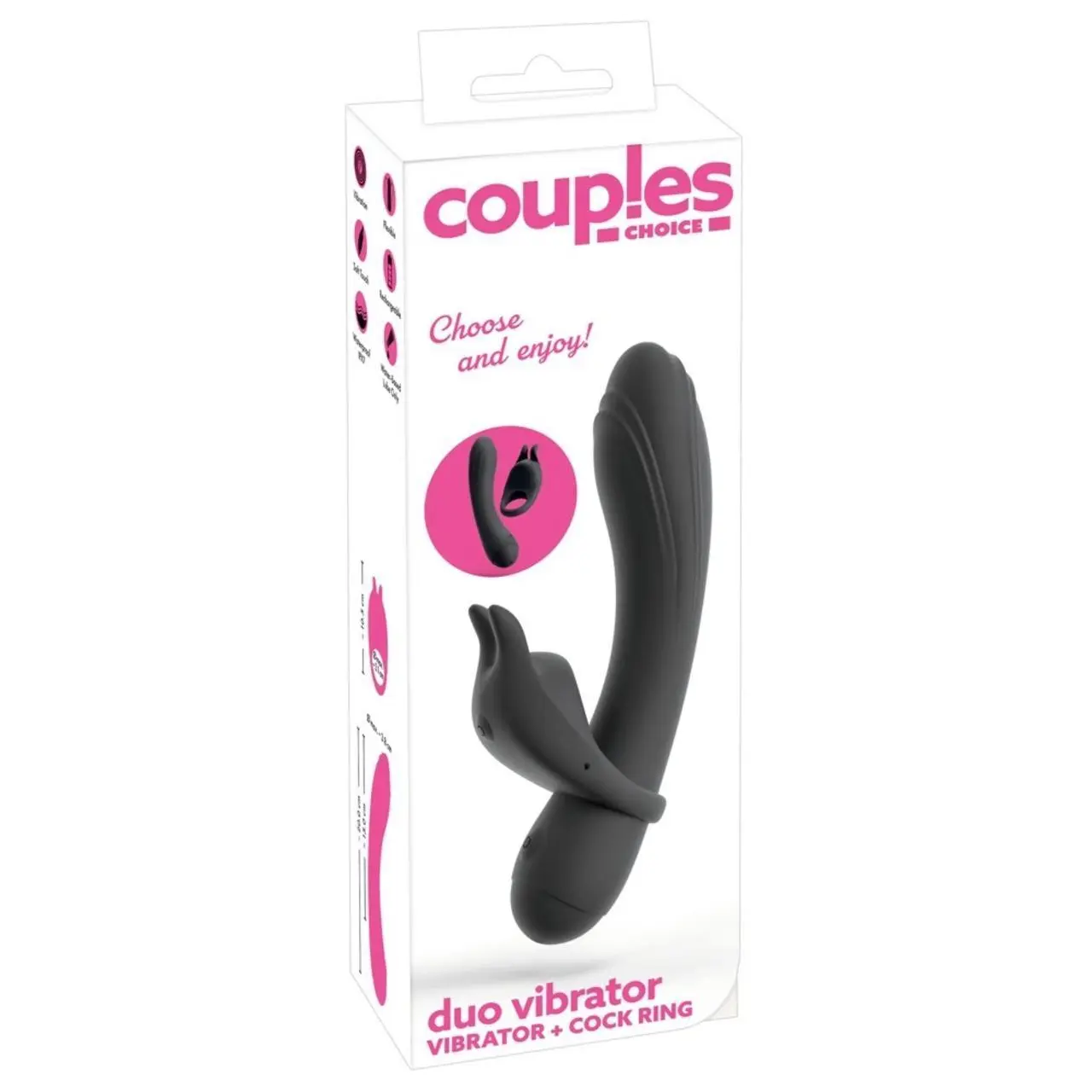 Couples Choice Duo Vibrator 3w1 z pierścieniem, silikonowy, wodoodporny