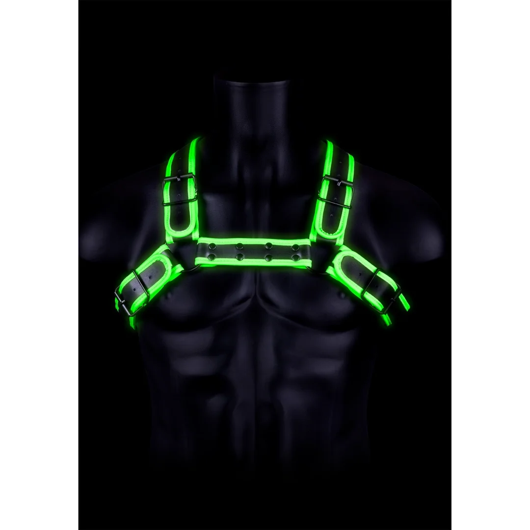 Ouch! Glow in the Dark szelki z klamrą L/XL fluorescencyjne