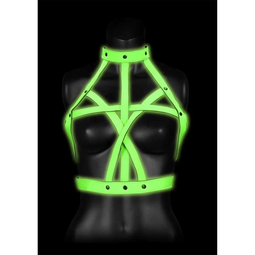 Ouch! Glow in the Dark uprząż biustonosza L/XL, fluorescencyjna
