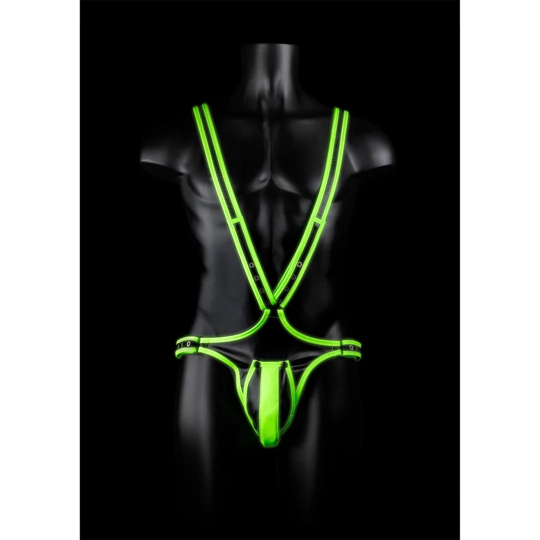 Ouch! Harness Glow in the Dark S/M - uprząż z fluorescencyjnymi detalami