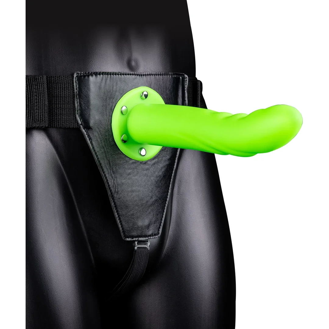 Ouch! Hollow Strap-On 20 cm Świecący, Wypustki, Regulowany Pasek