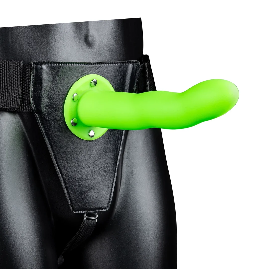 Ouch! Hollow Strap-On świecący w ciemności 20 cm, regulowany pasek