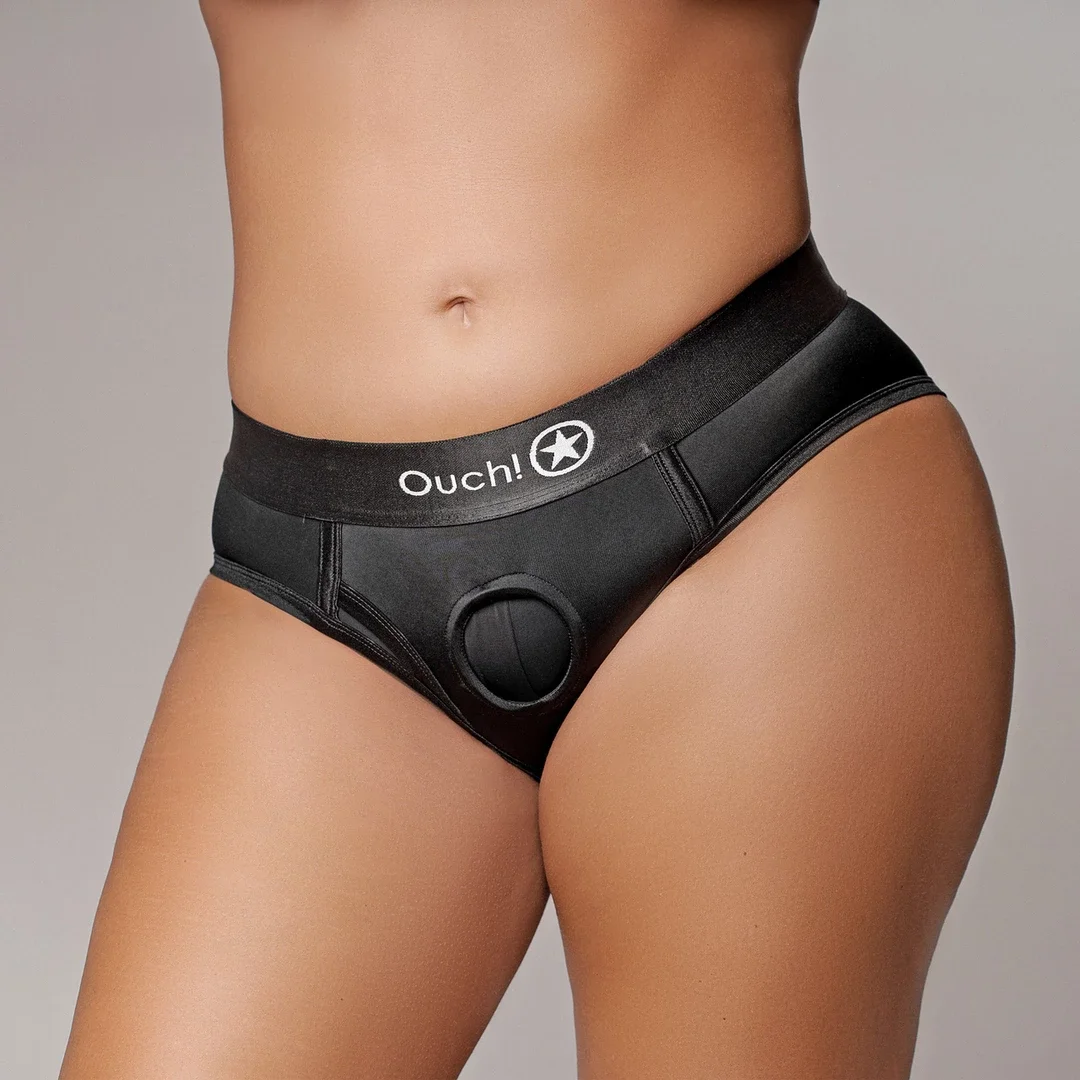 Ouch! Majtki z wysokim stanem XL/XXL z wibracją i systemem O-Ring