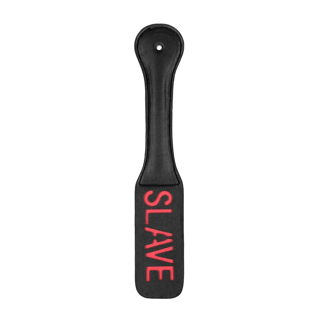 Ouch! Paddle SLAVE skorzane z tłoczonym napisem, elastyczne