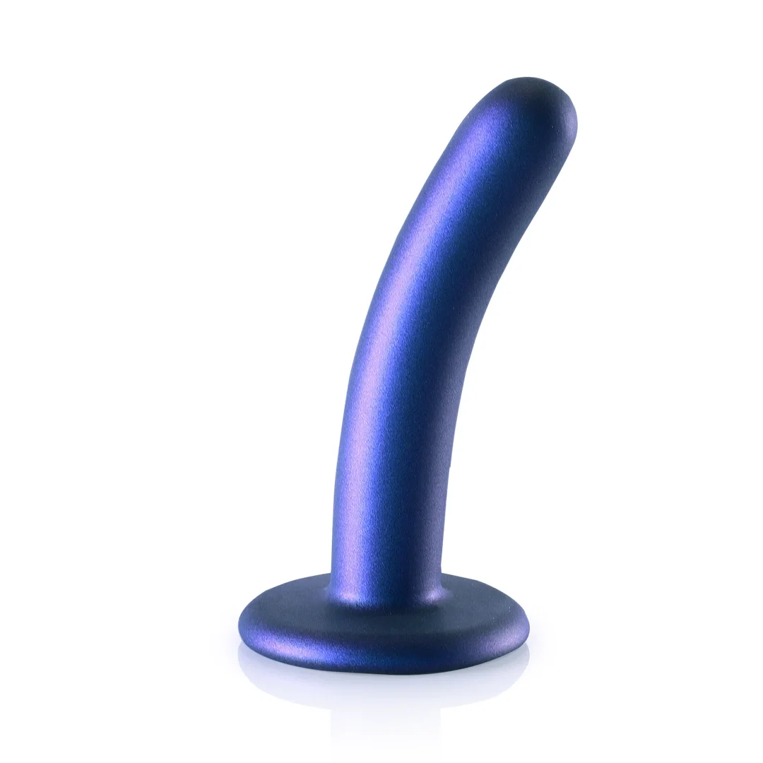Ouch! Smooth Silicone Dildo 12 cm z przyssawką, metaliczny kolor