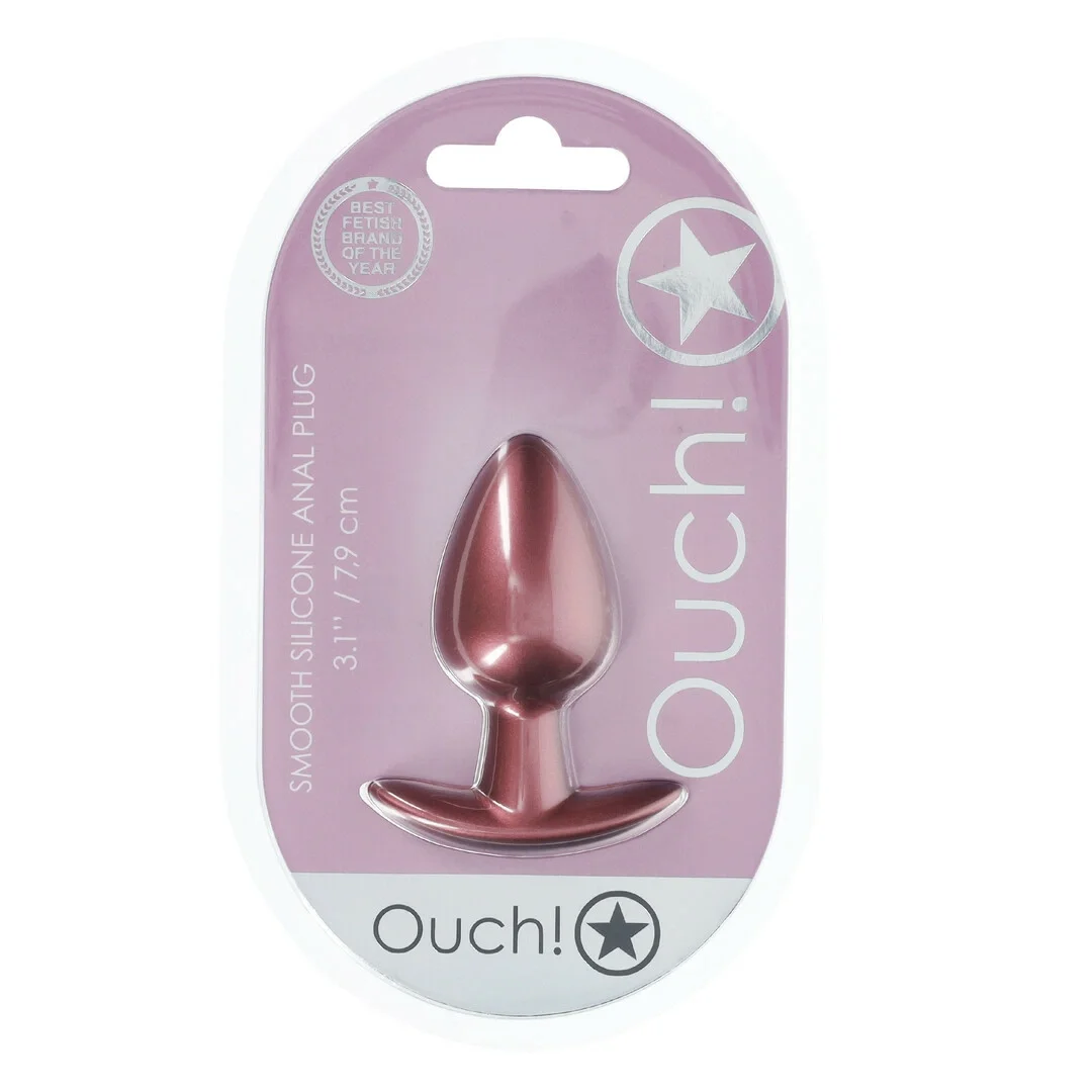 OUCH! Wtyczka anatomiczna średnia silikonowa 7,9 cm metaliczny roż
