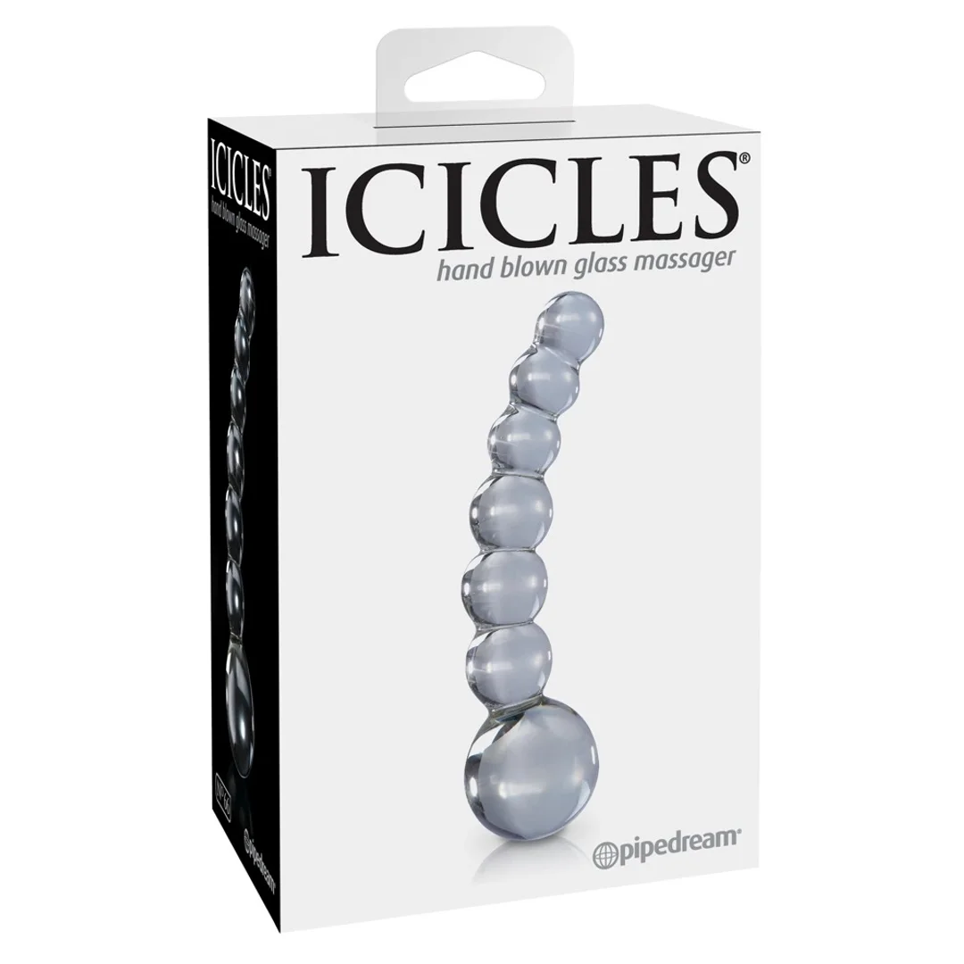 Pipedream Icicles 29 - Szklany masażer kulkowy, długość 12 cm