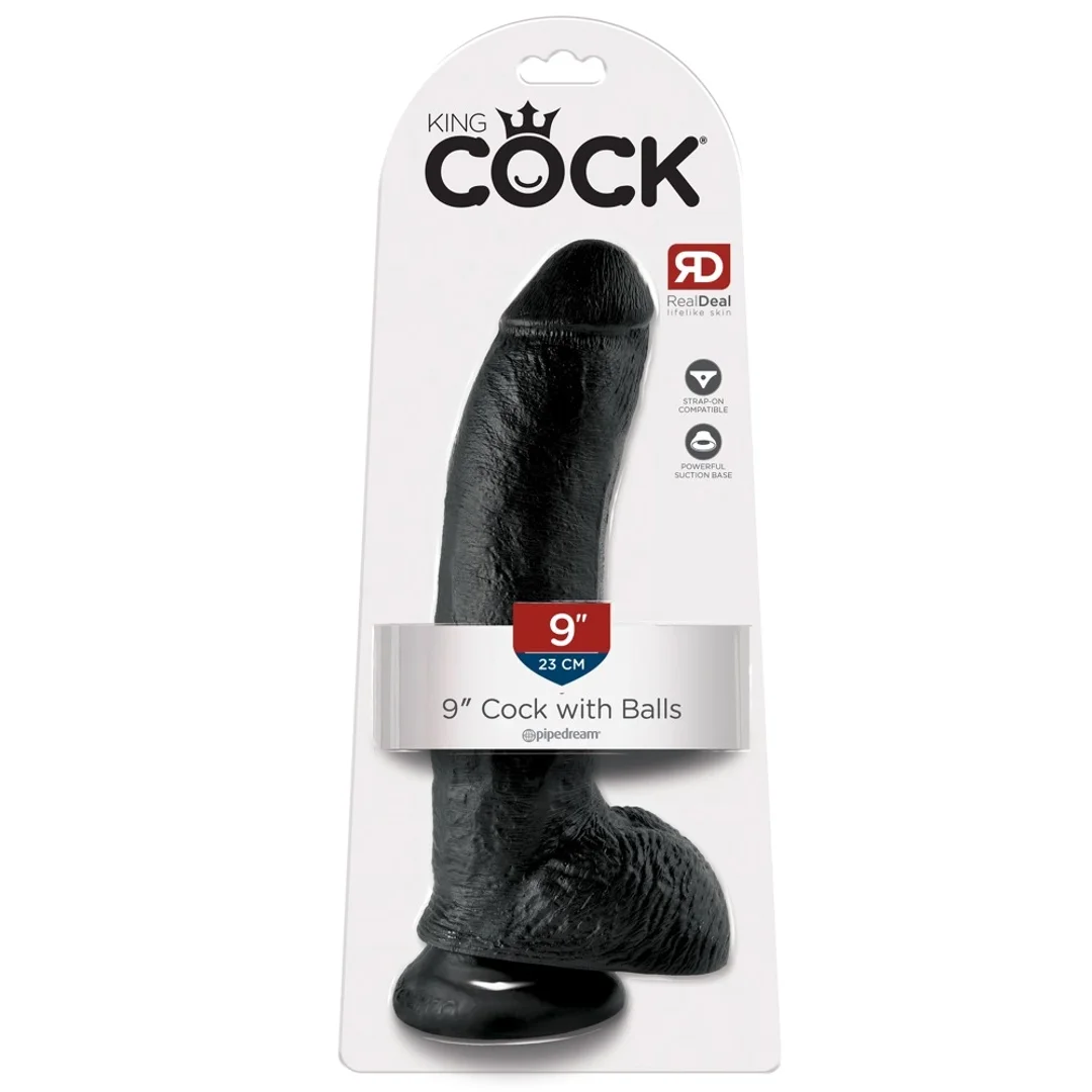Pipedream King Cock 23 cm czarny - anatomiczny model z przyssawką