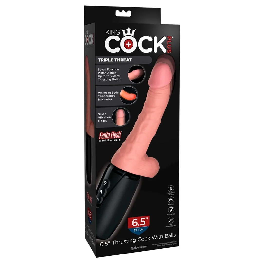 Pipedream King Cock Plus 17 cm Jasny - Model z funkcją ciepła i dynamiczną pracą
